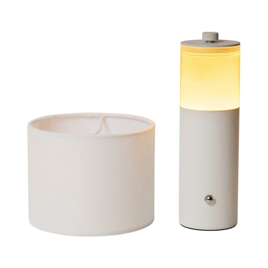 Sindig PORTOBELLO Bordlampe oppladbar H20 cm i Hvit