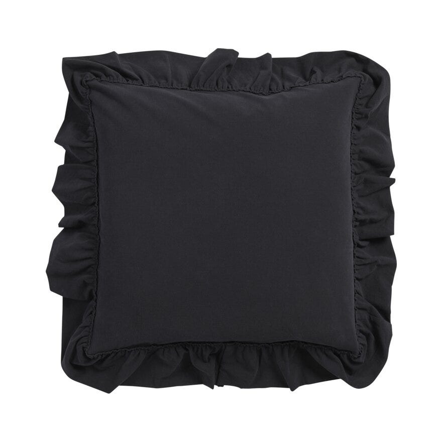 Sindig RAW Pynteputetrekk Volanger 50x50 cm i Svart