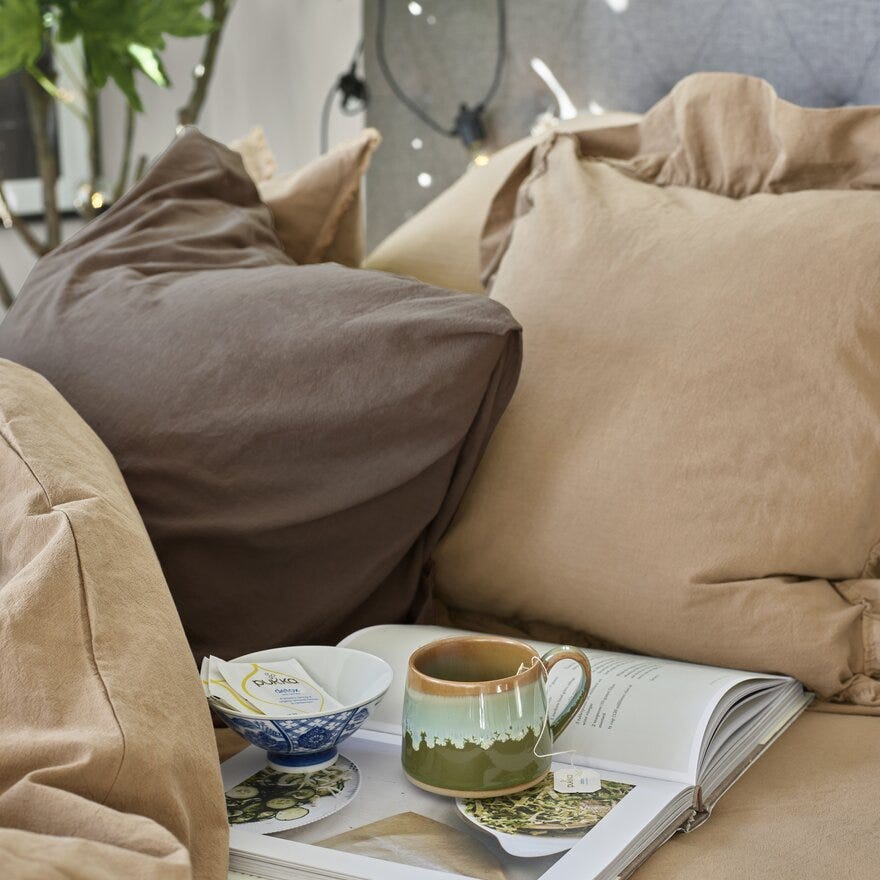 Sindig RAW Pynteputetrekk Volanger 50x50 cm i Beige/natur