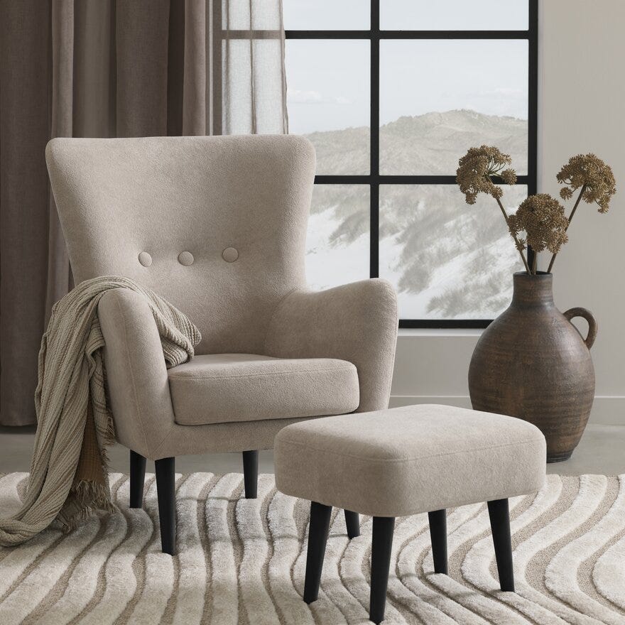 AVILA Fotskammel i Beige/natur
