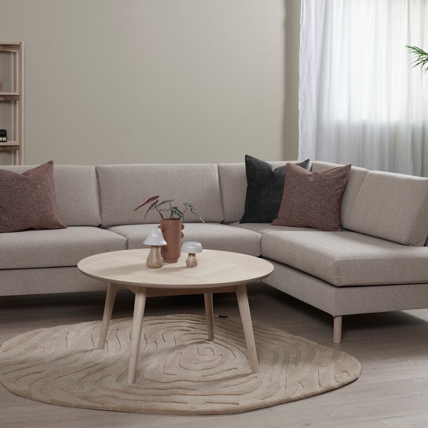 ØLAND Sofabord Ø90 cm i Beige/natur