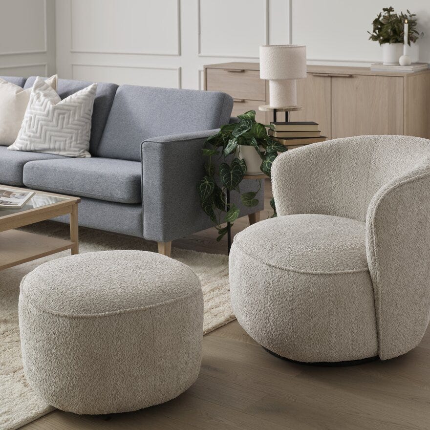 VILDE Fotskammel i Beige/natur