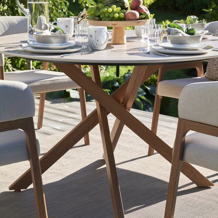 LEONORA Spisebord Ø120 cm i Beige/natur