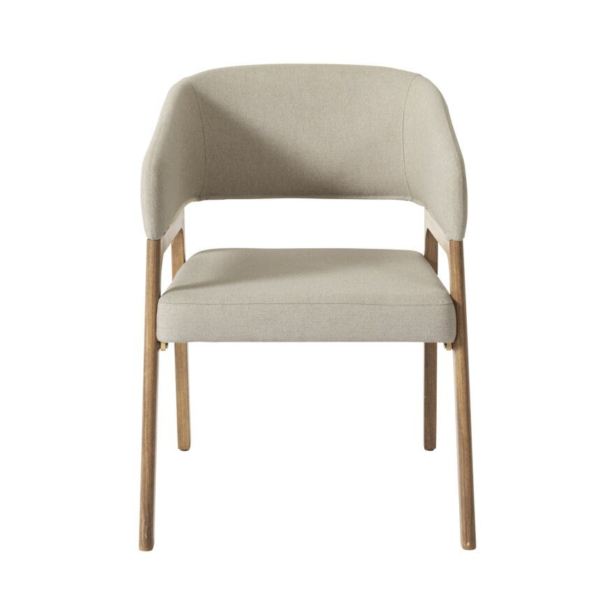 LEONORA Spisestol med armlene i Beige/natur