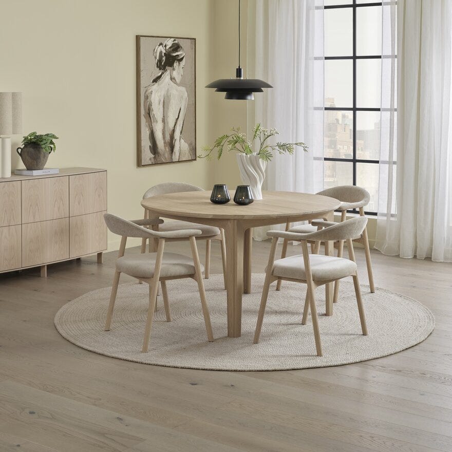 Skovby SM 112 Rundt spisebord Ø130 cm i Beige/natur