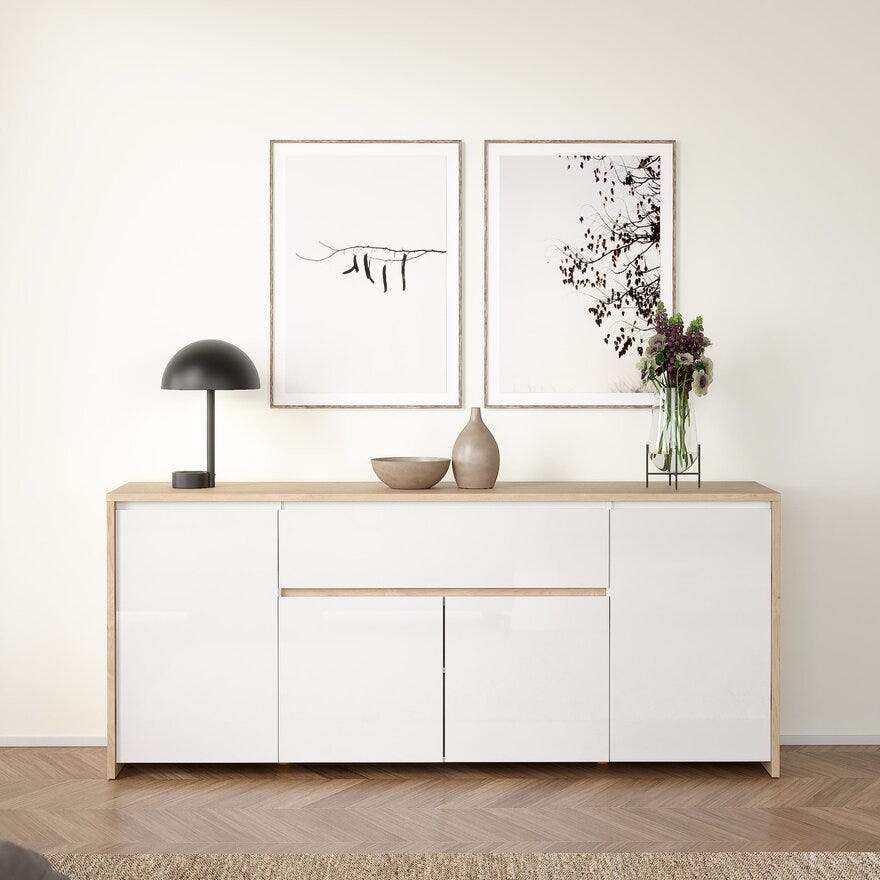 NEXT Skjenk 197x48 cm i Beige/natur