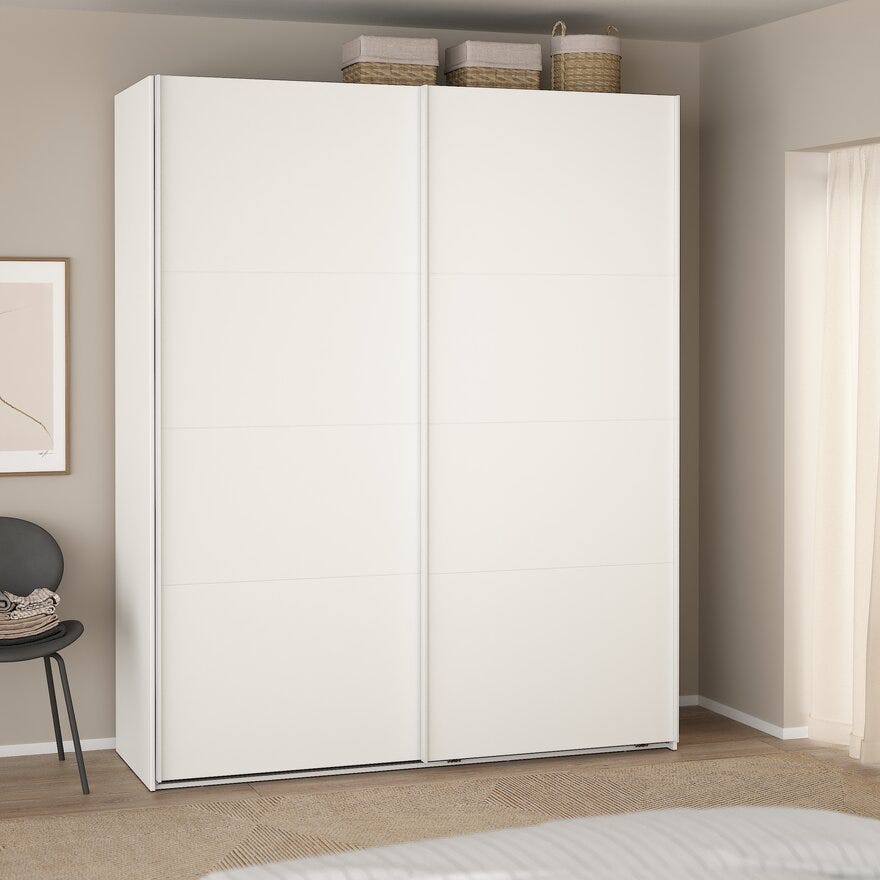 NORDEN Skyvedørsgarderobe 180x66 cm i Hvit