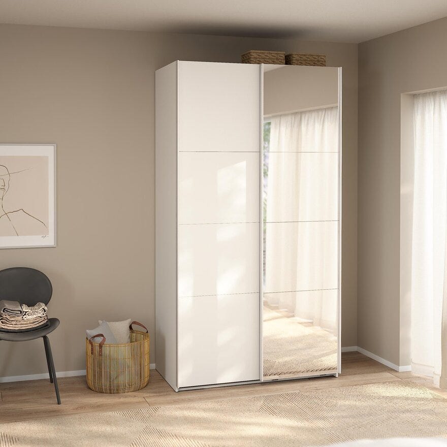 NORDEN Skyvedørsgarderobe 120x220 cm i Hvit