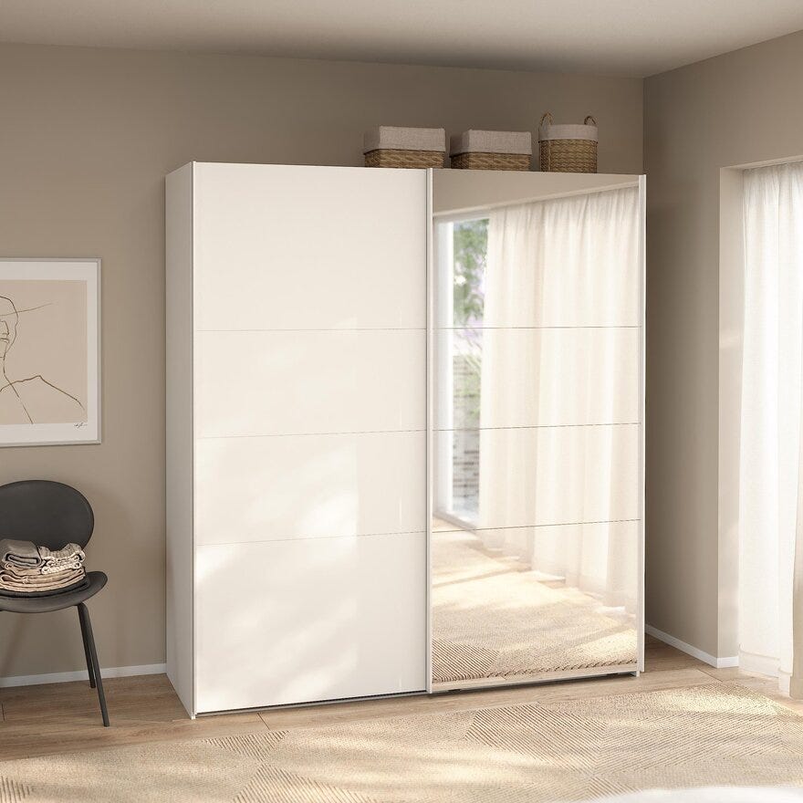NORDEN Skyvedørsgarderobe 180x200 cm i Hvit