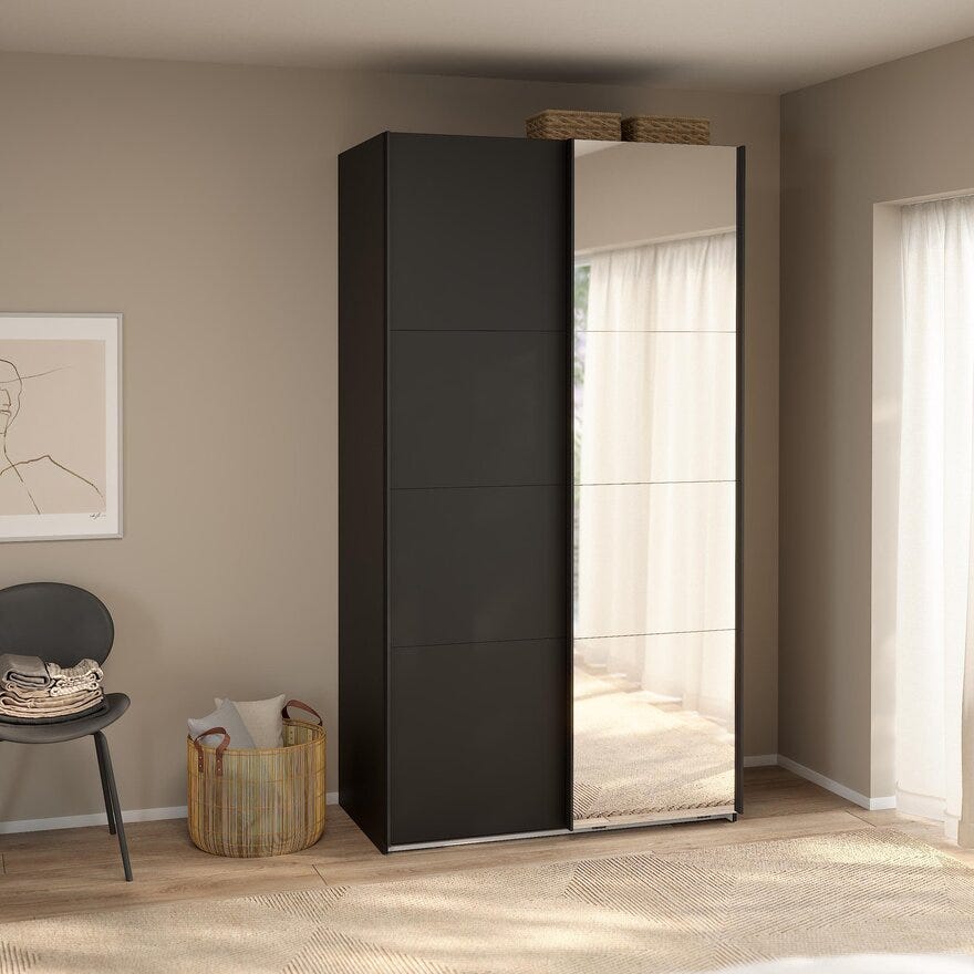 NORDEN Skyvedørsgarderobe 120x220 cm i Svart