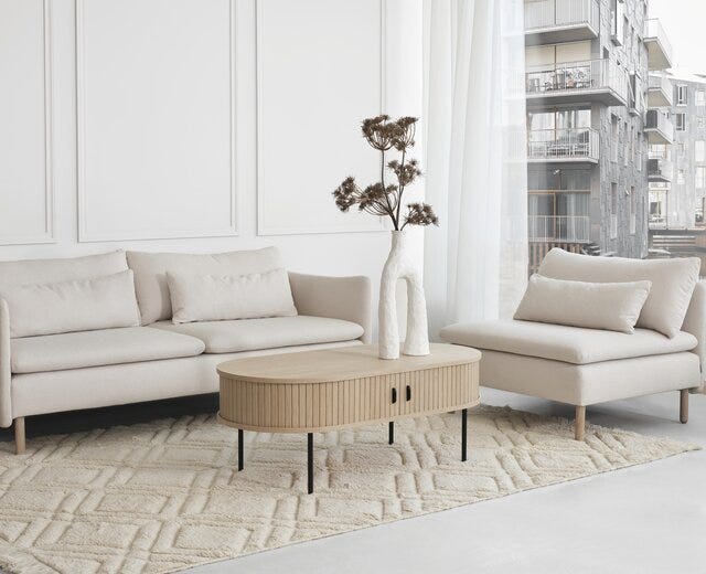 NOLA Ovalt sofabord 60x120 cm i Beige/natur
