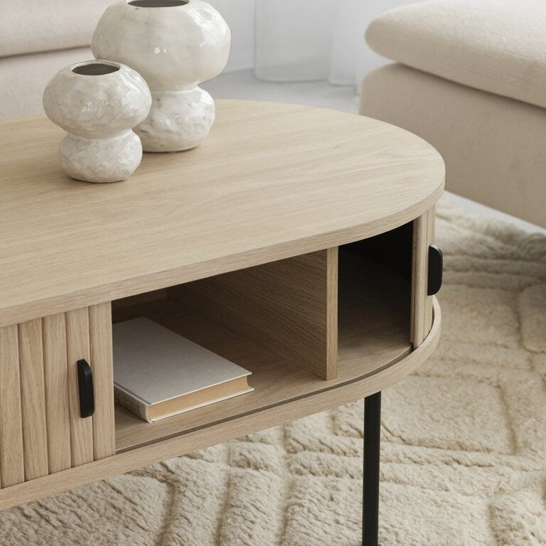 NOLA Ovalt sofabord 60x120 cm i Beige/natur