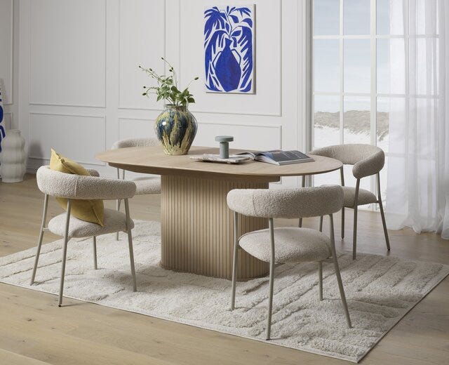 NOLA Ovalt spisebord 95x180 cm i Beige/natur