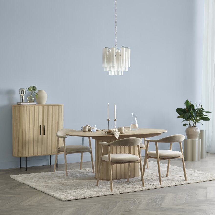 NOLA Ovalt spisebord 95x180 cm i Beige/natur