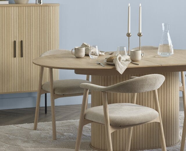 NOLA Ovalt spisebord 95x180 cm i Beige/natur