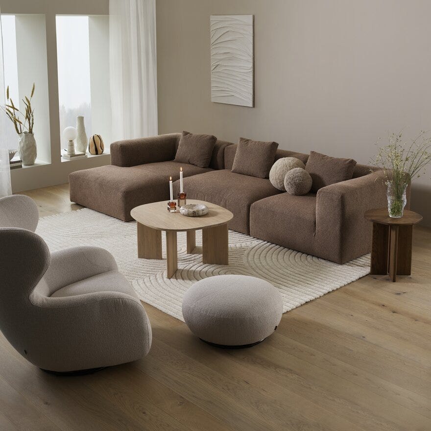 Vilmers SHELL Fotskammel i Beige/natur