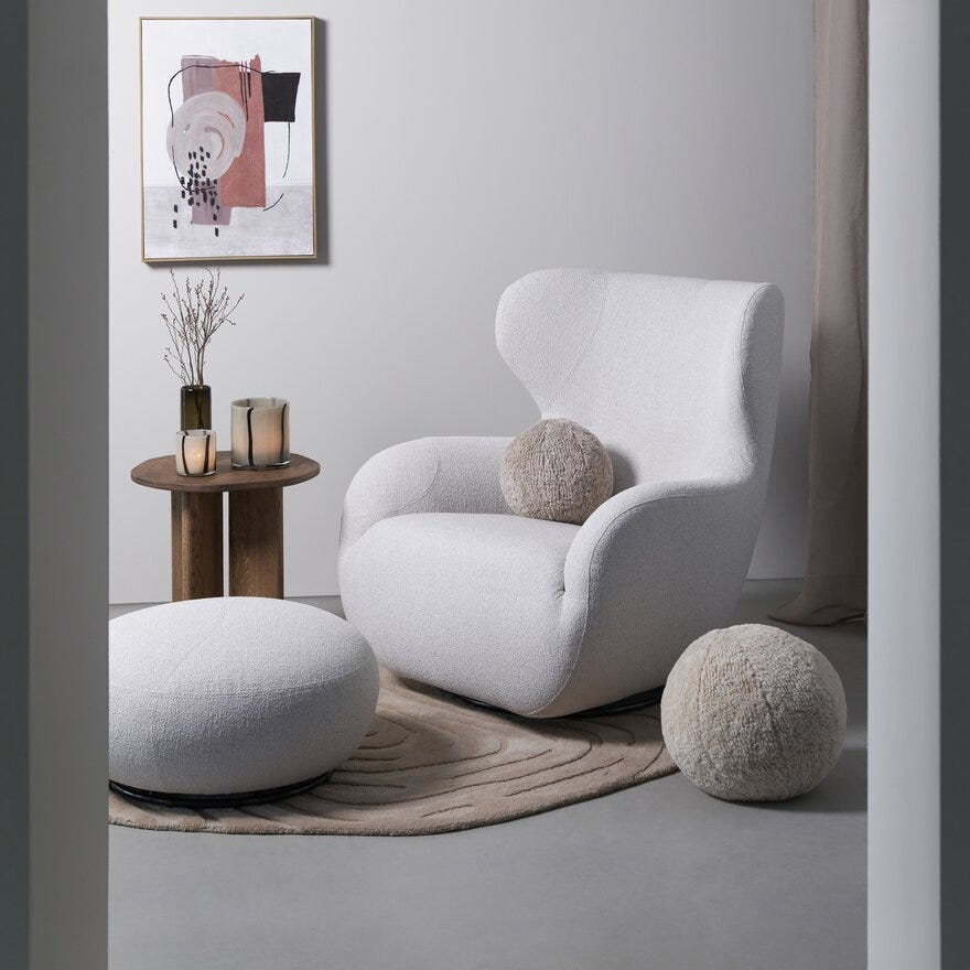 Vilmers SHELL Fotskammel i Beige/natur