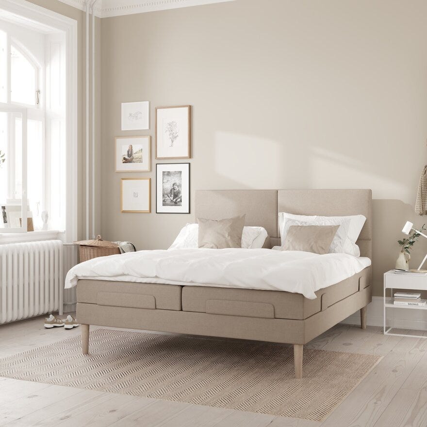 Wonderland FORTE 342 Regulerbar seng 90x200 cm i Beige/natur