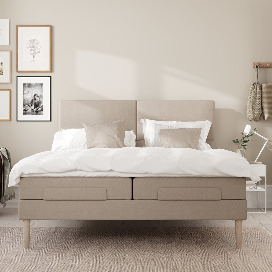 Wonderland FORTE 342 Regulerbar seng 90x200 cm i Beige/natur