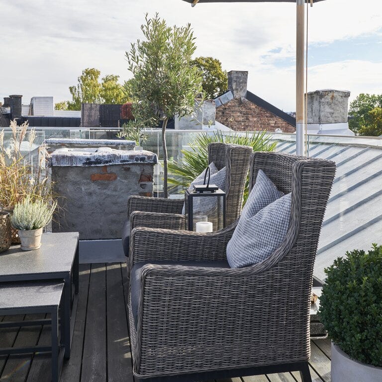 GARDEN Loungestol i børstet tett kunstflett
