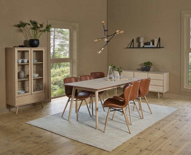 TRONDHEIM Spisegruppe 90x180 cm i Beige/natur