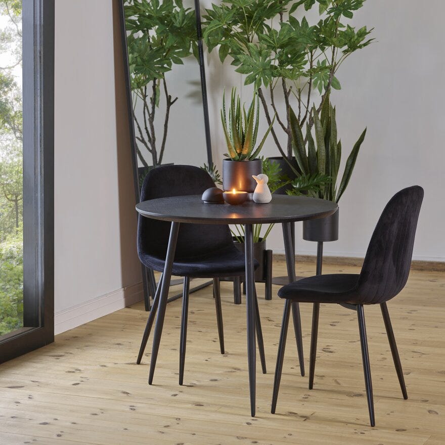SMOKEY (M) Rundt spisebord Ø80 cm i Svart